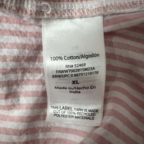 Free Assembly Striped Long Sleeve Ruffle Hem Womens Cotton Top Size XL Pullover - Picture 9 of 12